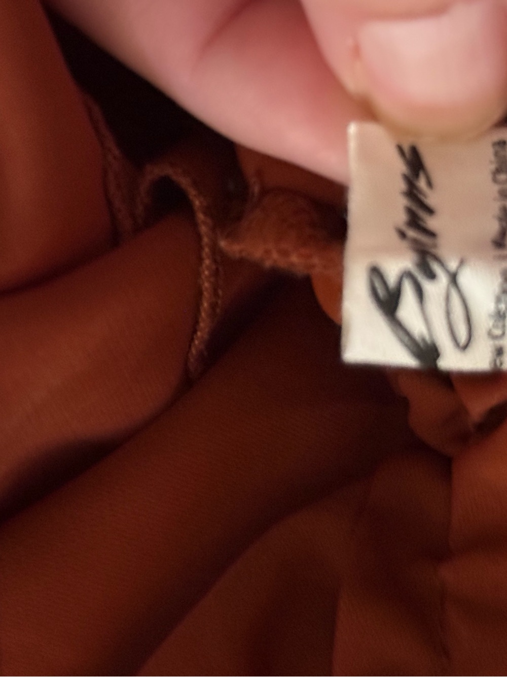 Source Unknown Rust Ruffle Off-Shoulder Blouse with Tie - Picture 3 of 3